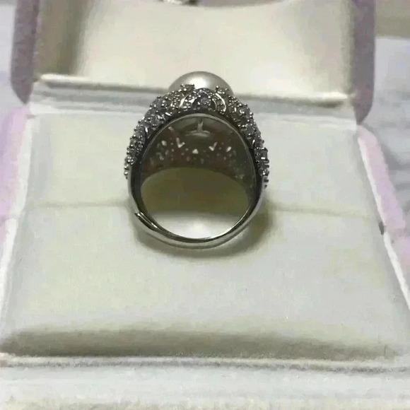 12mm Genuine White Pearl Lace Craft Ring - Picture 6 of 11